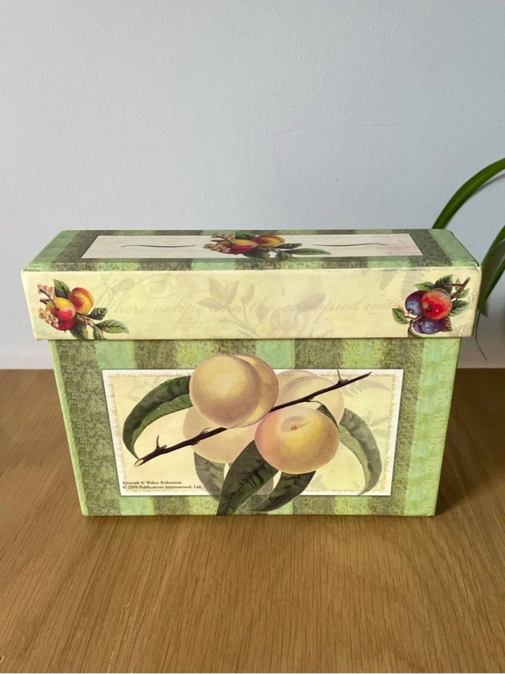 Decorative Peach Fruit Motif Recipe Keepsake Box with Recipe Cards - Picture 2 of 13